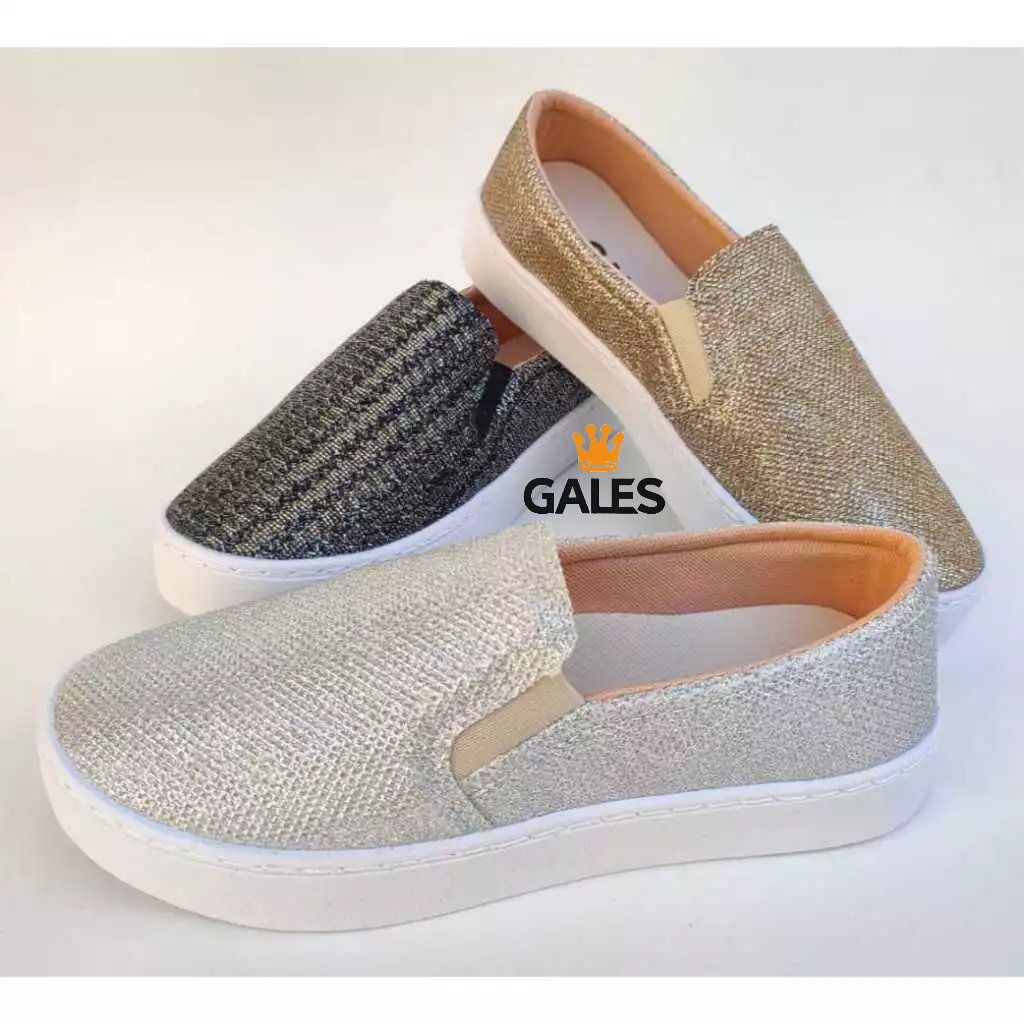 Tênis Slip On Feminino - Sapatilha Glitter Brillho - Sapatênis - Alpargata Confortável