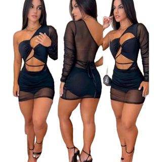 Vestido Tule Com bojo Transparente 2 peças com shorts Mula Manca