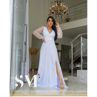 Vestido de Noiva Tule com brilho Transpassado Sônia Anair