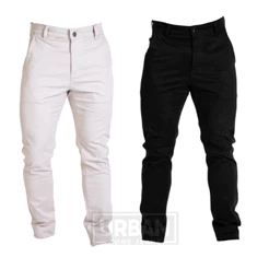 Kit 2 Calca Masculina Sarja Esporte Fino Alfaiataria com Bolso Embutido Social Slim
