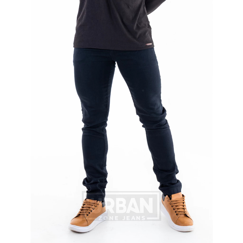 Calça Masculina Jeans Skinny Preta Com Lycra