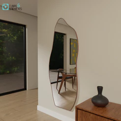 Espelho Orgânico 115x40 115x55 115x60 115x70cm Moldura Couro Promoção Luxo Decorativo Quarto Sala Banheiro holl Moderno