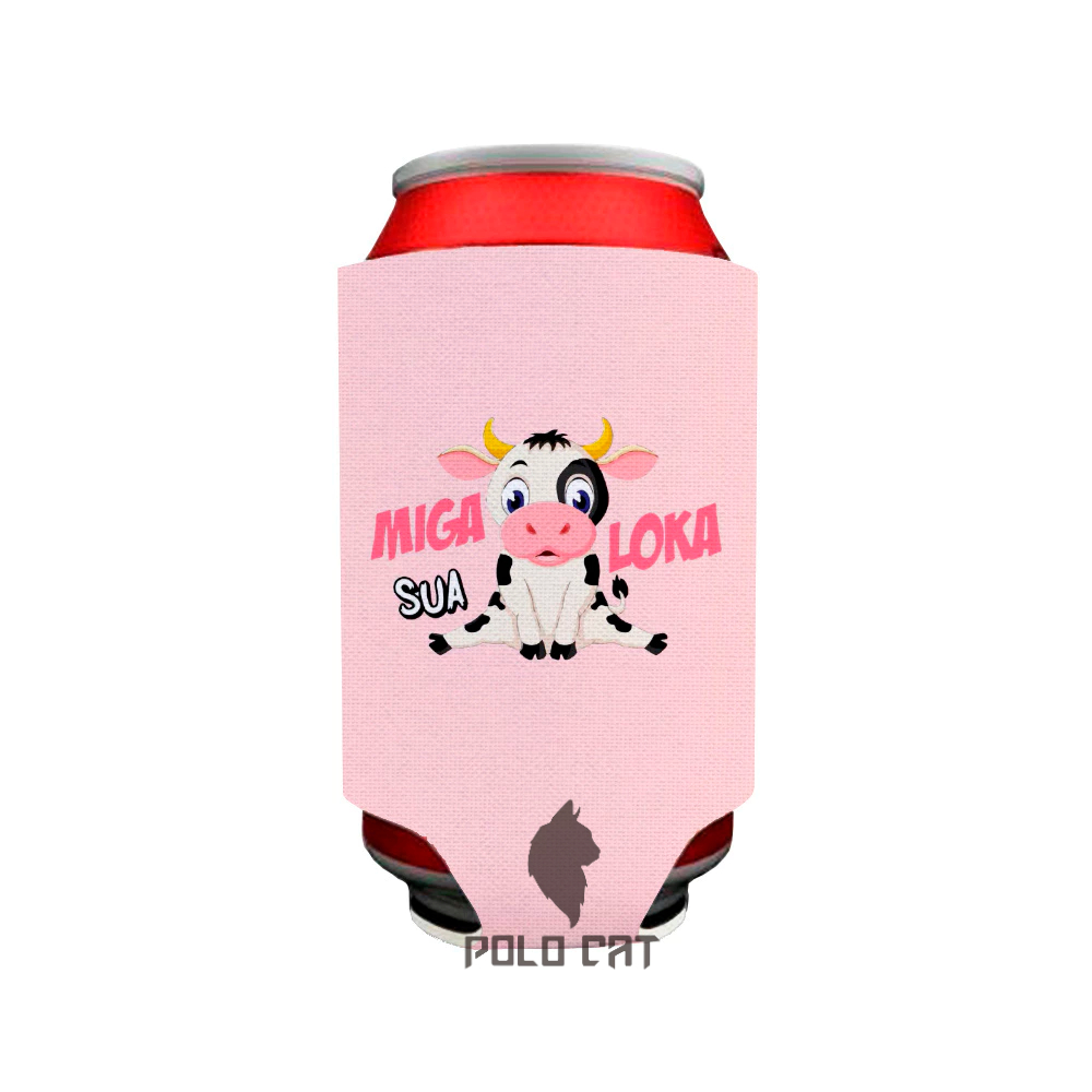 Porta Lata Neoprene 350ml Miga sua Loka Vaquinha Fofa