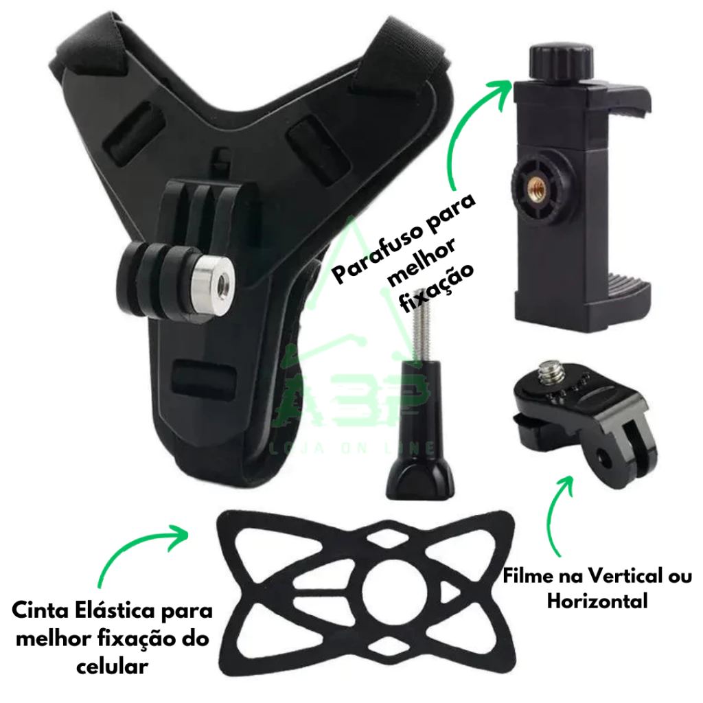 Suporte de Celular Para Capacete Moto Câmera de Ação GoPro Posição de Queixo Moto Trilha Bike