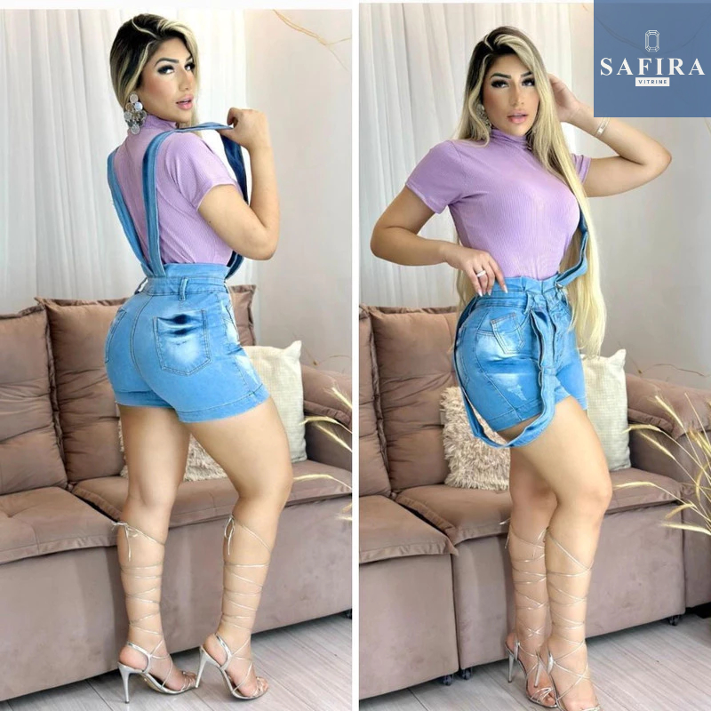 Salopete Jeans Feminina Clara, Coleção Atemporal