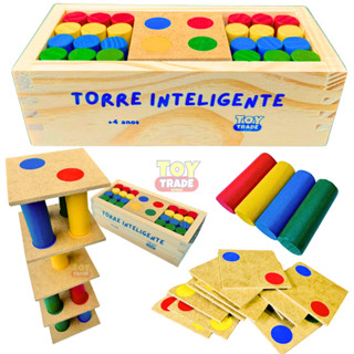 Jogo Torre Inteligente em Madeira Brinquedo Educativo Premium - Estojo Coloridos Divertido...