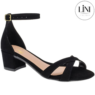 Sandália Feminina Saltinho Quadrado Baixo Sapato Confortavel Moda 203-025 em Oferta na Shopee