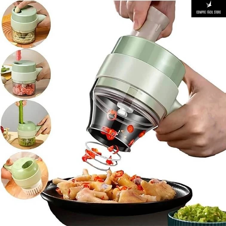 Mini Processador Recarregável com USB Triturador e Picador De alimentos Elétrico Portátil 3 Em 1 Mini Processador