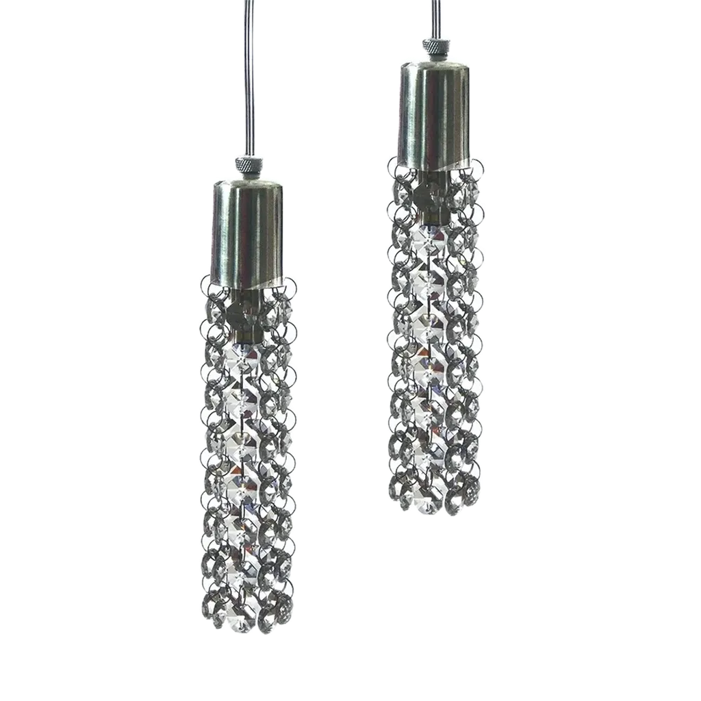 Pendente Duplo de Cristal Legitimo Asfour CYT 3 Metros - Quarto Banheiro Balcão