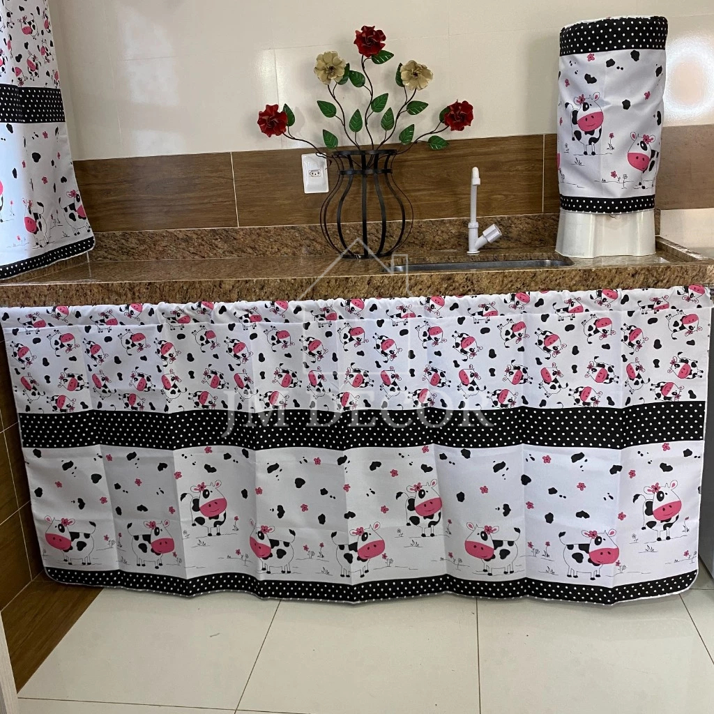 Cortina de Pia Para a Cozinha Estampas Vibrantes Tamanho 1,50 x 0,80m em Tecido Oxford Nacional em Oferta na Shopee