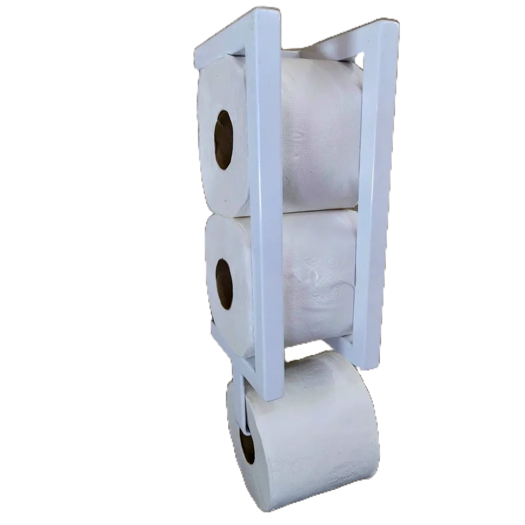 Suporte Porta Papel Higiênico, Estilo Industrial. Pintura Eletrostática, Branco. Para 3 Rolos.