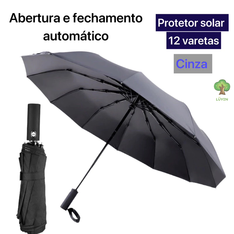 LY2509 Guarda Chuva Automático Sombrinha Grande Proteção Solar UV Reforçado Dobrável 12 varetas