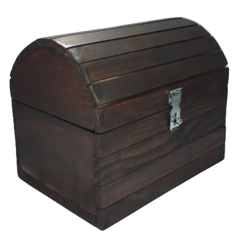 Baú em Madeira Natural Porta Treco Multiuso Formato Pirata P/ Decoração