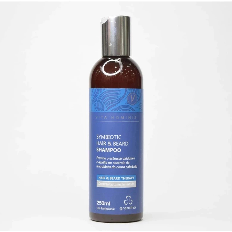 Grandha Shampoo Masculino Symbiotic Hair Beard 250ml Cabelos e Barba