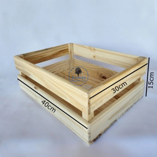Caixote de Madeira Pinus Multiuso Caixa de Feira G 30x40x15cm em Oferta na Shopee