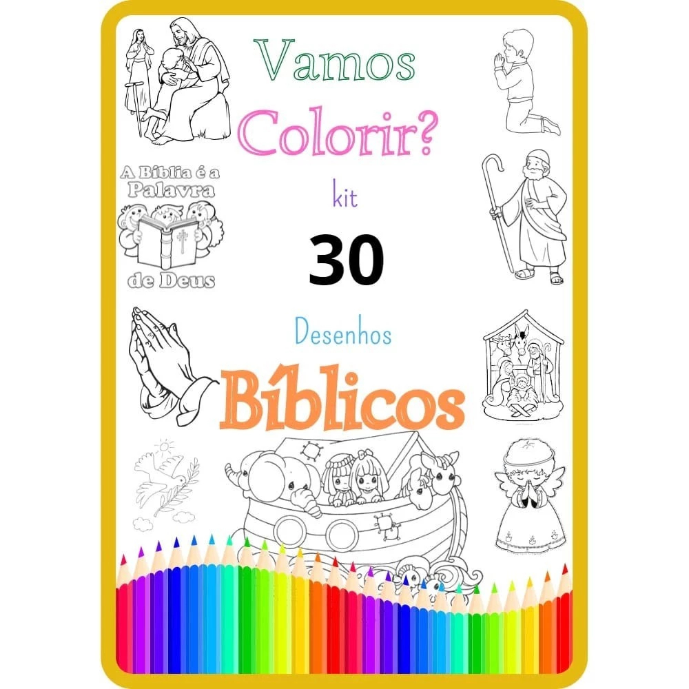 Kit 30 Desenhos Biblicos Pintar Colorir