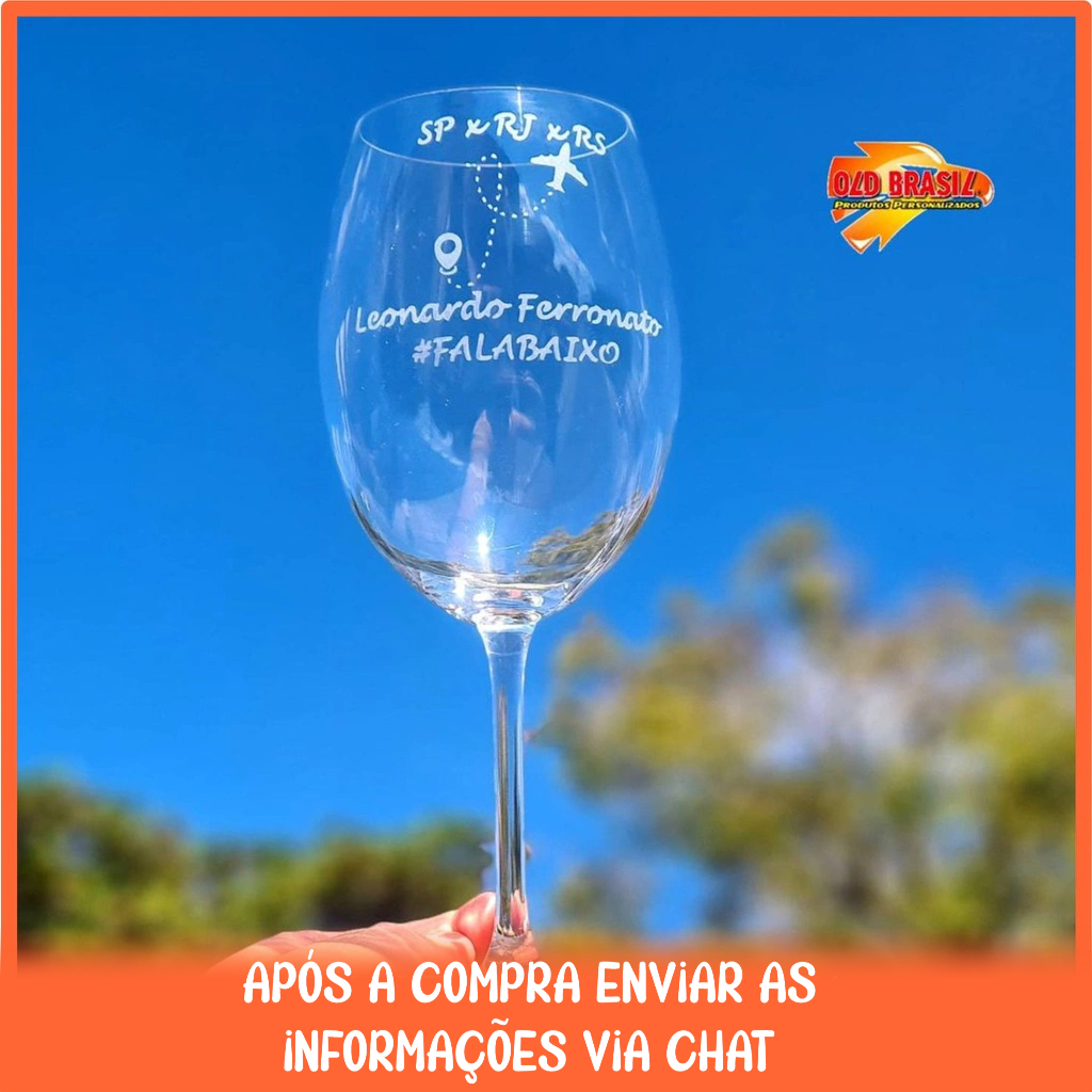 Taça de Vinho 580ml - Cristal - Personalizada (TRANSPARENTE) em Oferta na Shopee