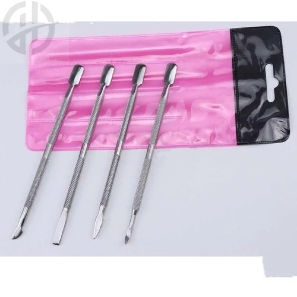 Kit 4 Espatula Para Unhas Inox Manicure Cutícula Pé Mão unhas em gel