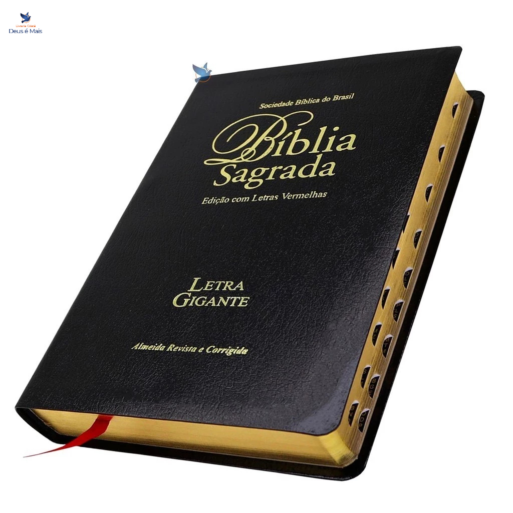 Detalhes do Bíblia Sagrada Letra Gigante Almeida Revista Corrigida ARC Índice Lateral cor Preta
