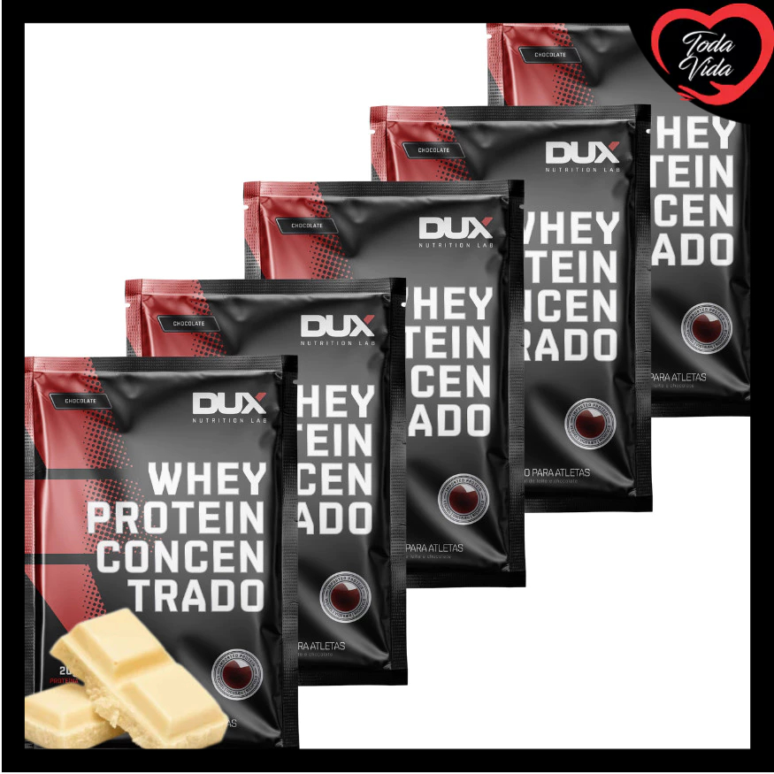 Kit 5 Saches Whey Protein Concentrado Sabor Chocolate Branco