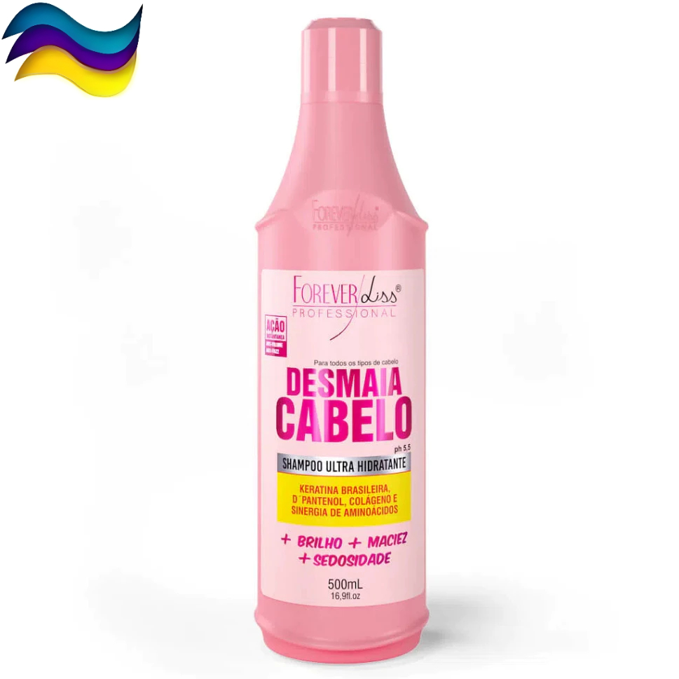 Shampoo Desmaia Cabelo Forever Liss 500ml Ultra Hidratante Redução Volume e Frizz Limpeza Suave