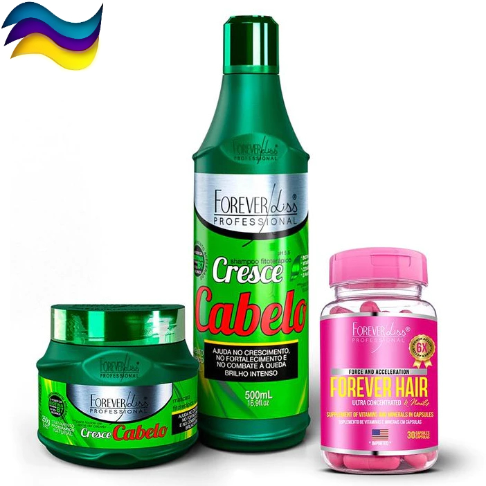 Forever Liss Kit Cresce Cabelo Shampoo + Máscara + Cápsula Forever Hair Crescimento e Fortalecimento
