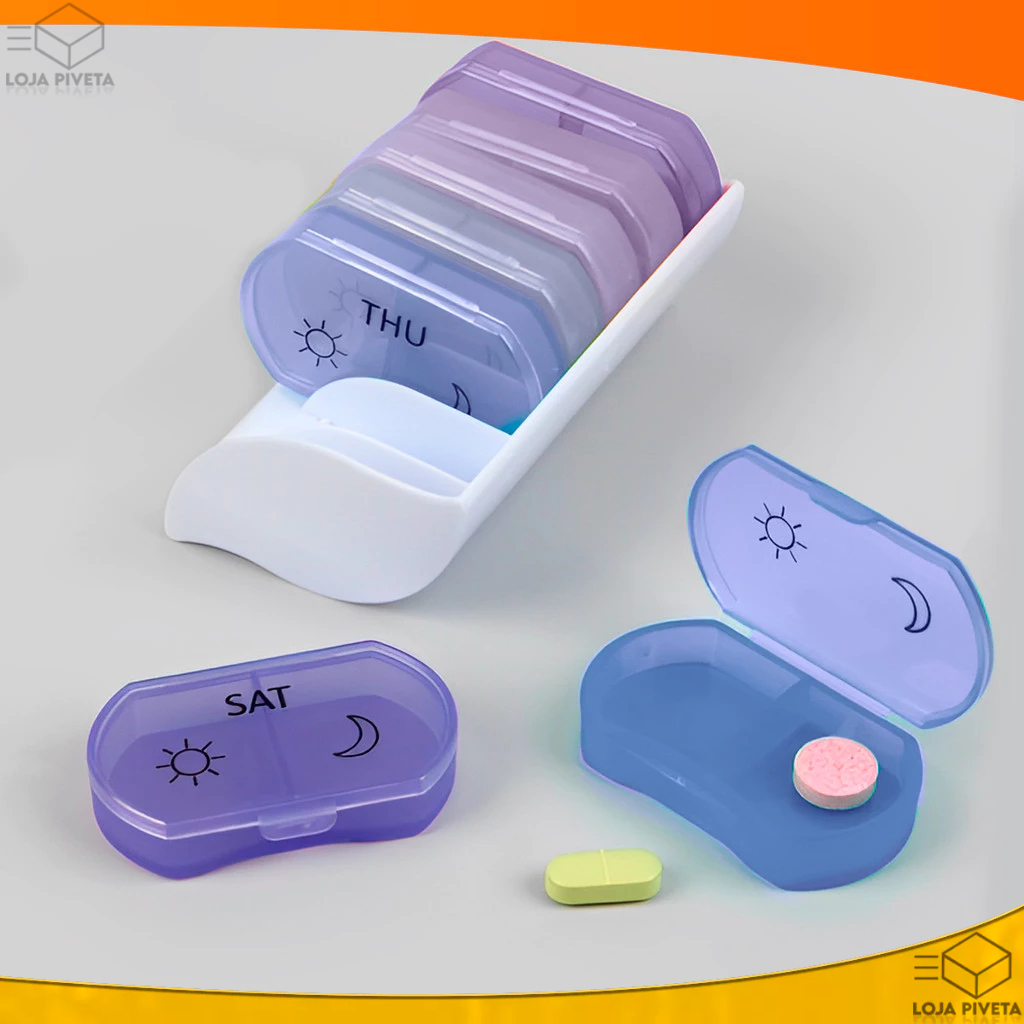 Porta Comprimido Semanal Organizador Separador 7 Dias Compartimento Duplo OFERTA
