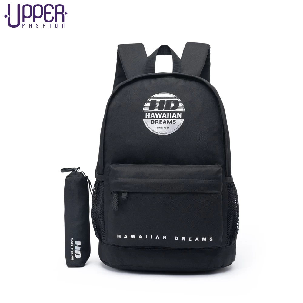 Kit Bolsa De Costas Masculina + Estojo Escolar Preto Casual Básica Reforçada Faculdade