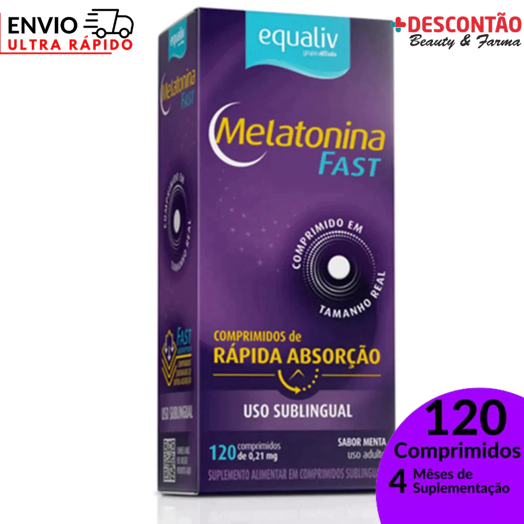 Suplemento Equaliv Melatonina Fast Comprimido de Rápida Absorção Para Dormir (120 Comp. Sabor Menta)