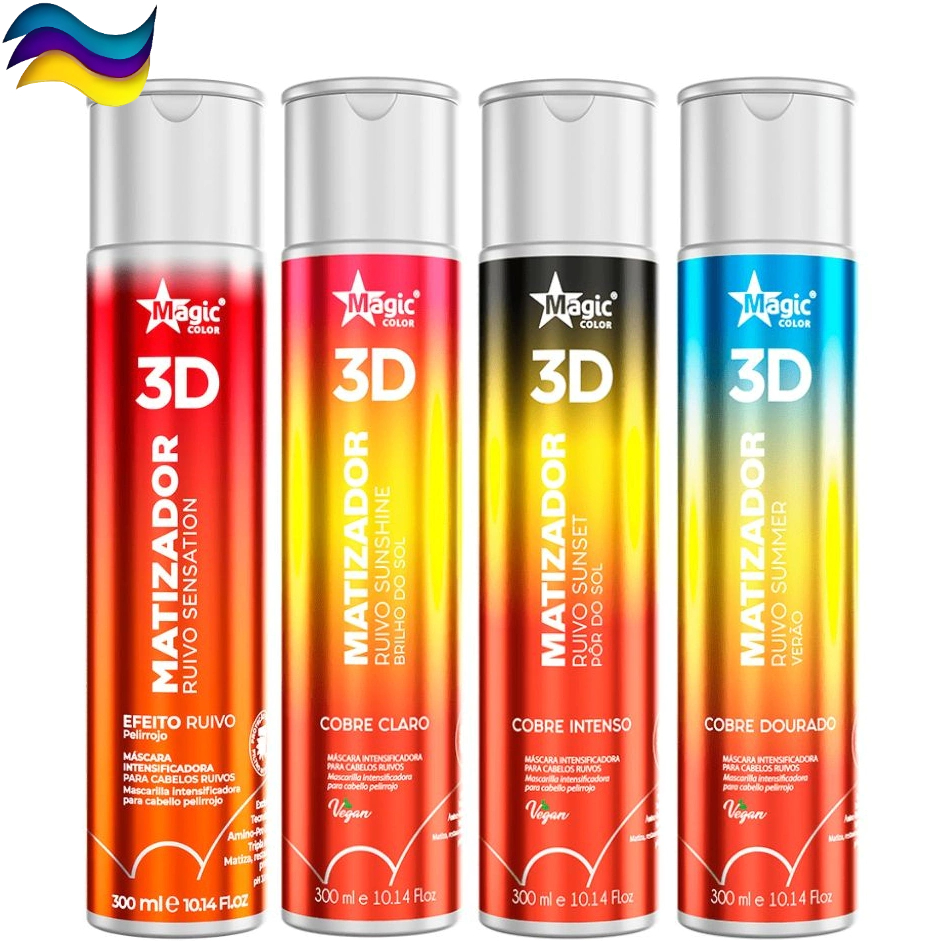 Matizador Magic Color 3D Ruivo Sensation 300ml Efeitos Cobre Claro; Dourado; Intenso; Laranja Brilho em Oferta na Shopee
