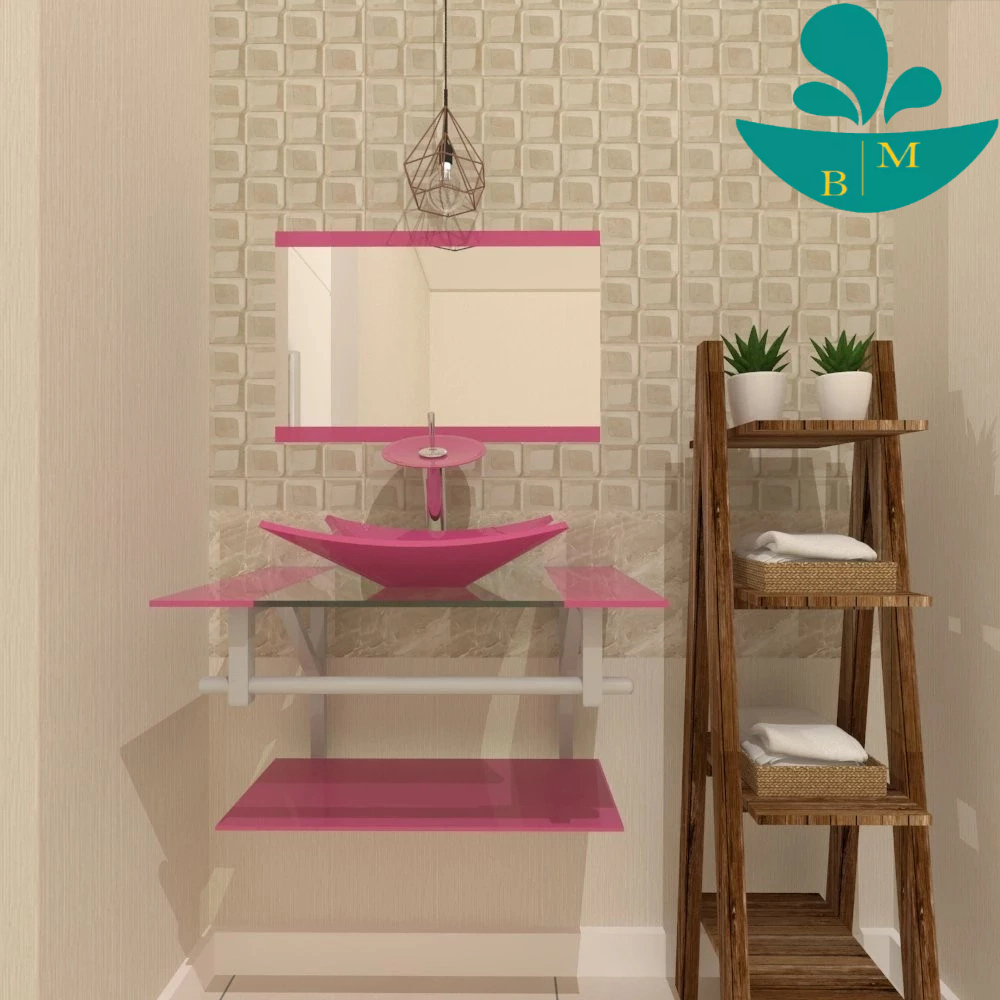 GABINETE DE VIDRO SAN MARINO 60CM AC ROSA