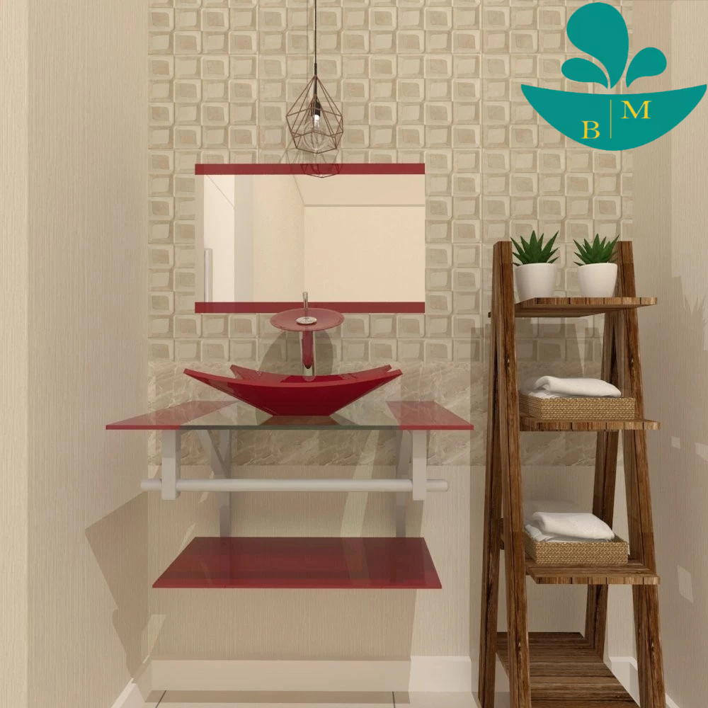 GABINETE DE VIDRO SAN MARINO 60CM AC VERMELHO CEREJA em Oferta na Shopee