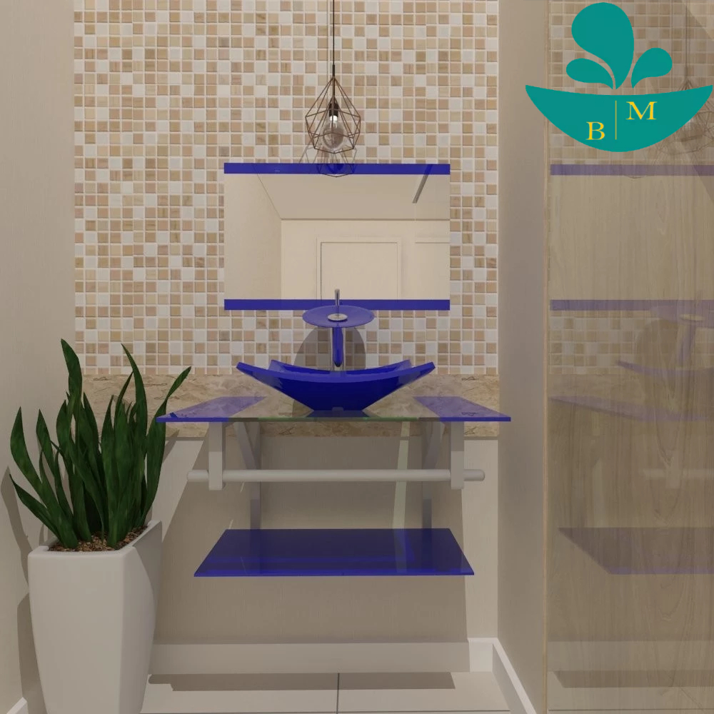 GABINETE DE VIDRO UCRÂNIA 60CM AC AZUL ESCURO