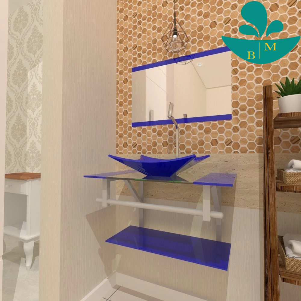 GABINETE DE VIDRO SAN MARINO 60CM AC AZUL ESCURO em Oferta na Shopee