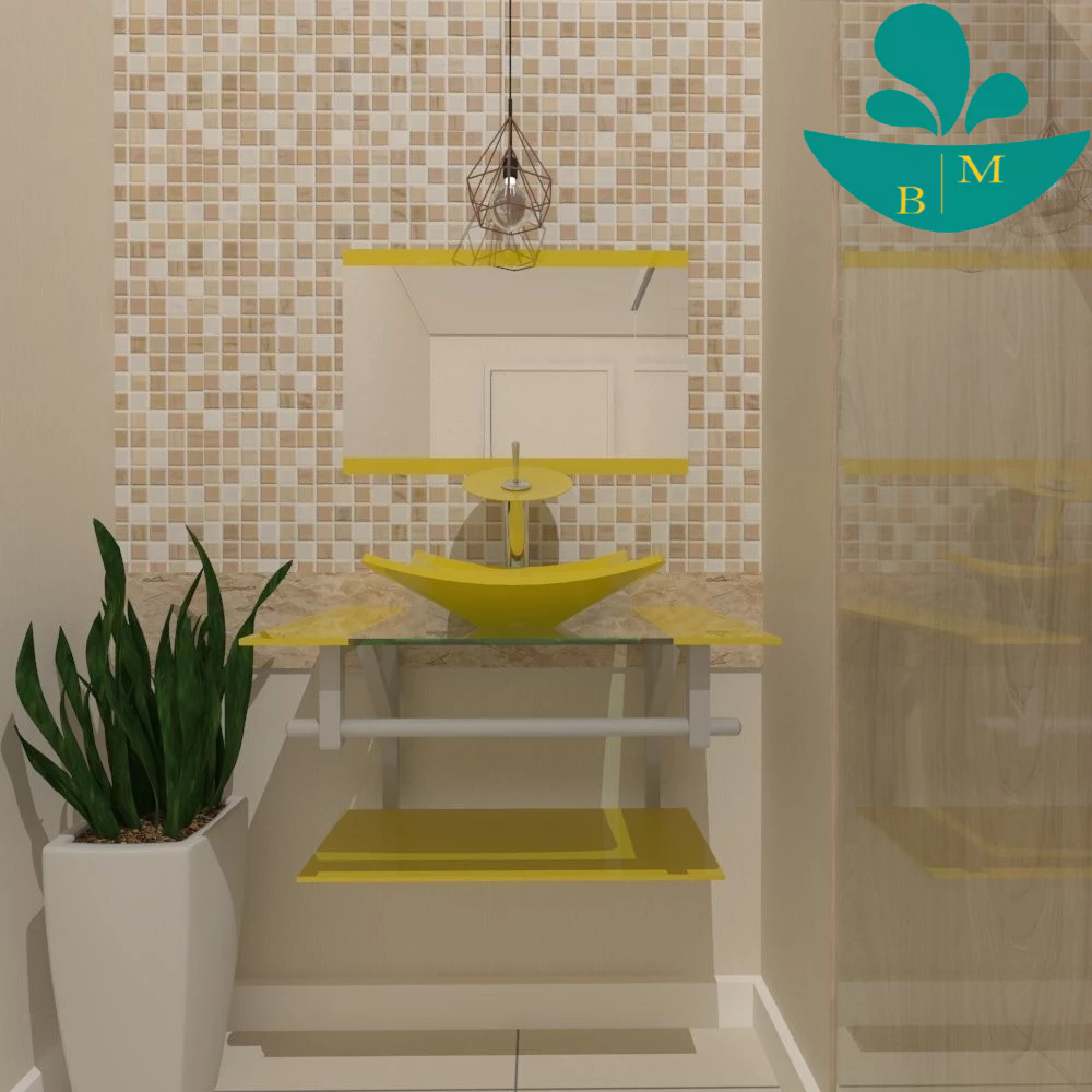 GABINETE DE VIDRO UCRÂNIA 60CM AC AMARELO