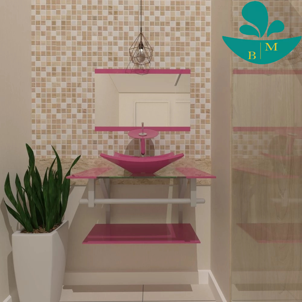 GABINETE DE VIDRO UCRÂNIA 60CM AC ROSA