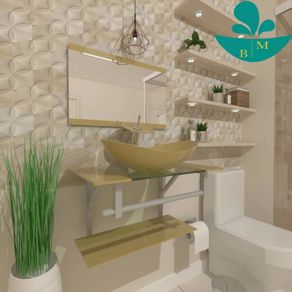 GABINETE DE VIDRO PARA BANHEIRO SERVIA 60CM AC CHAMPANHE