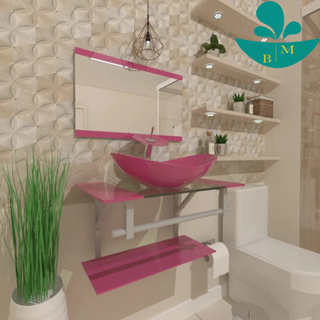 GABINETE DE VIDRO PARA BANHEIRO SERVIA 60CM AC ROSA em Oferta na Shopee