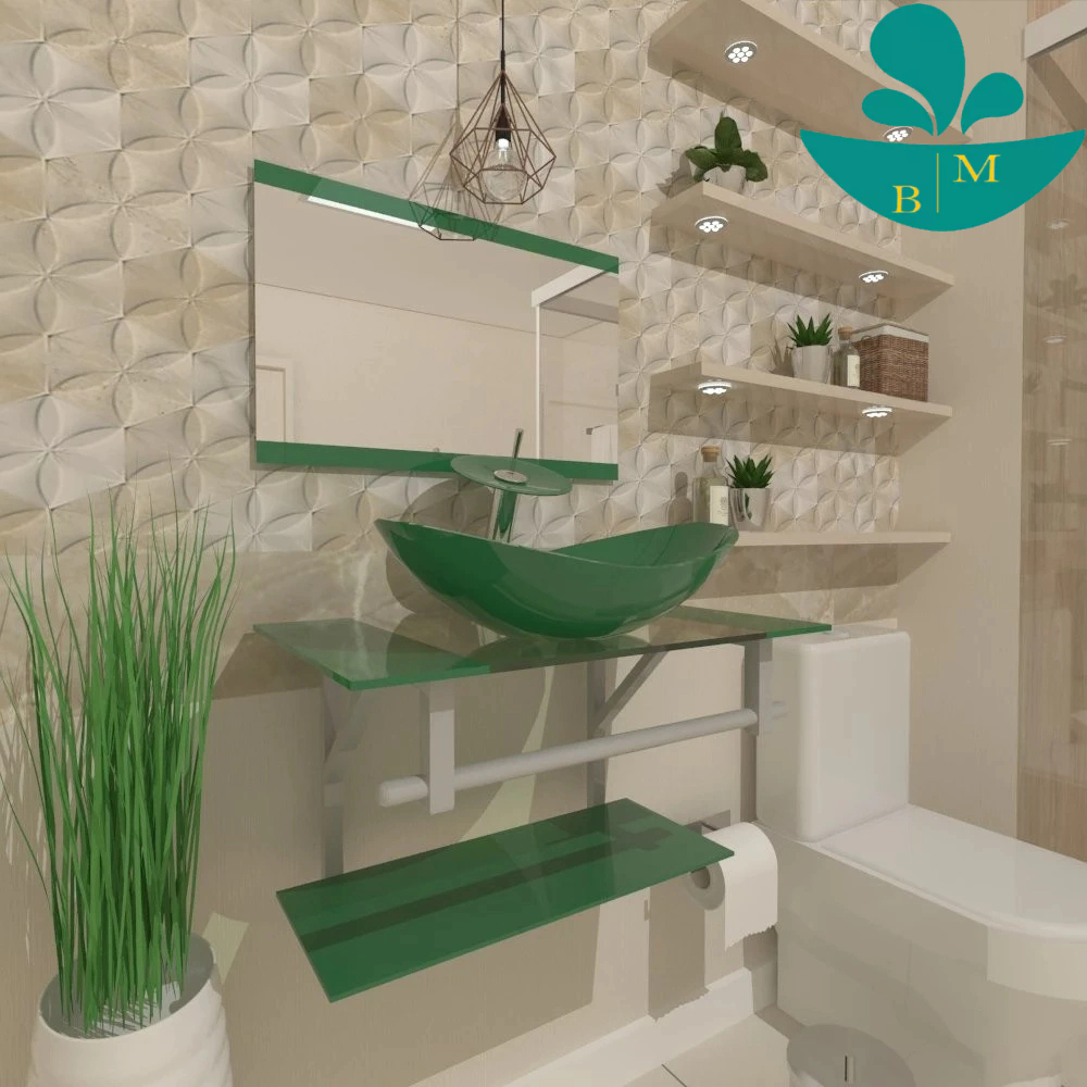 GABINETE DE VIDRO PARA BANHEIRO SERVIA 60CM AC VERDE em Oferta na Shopee