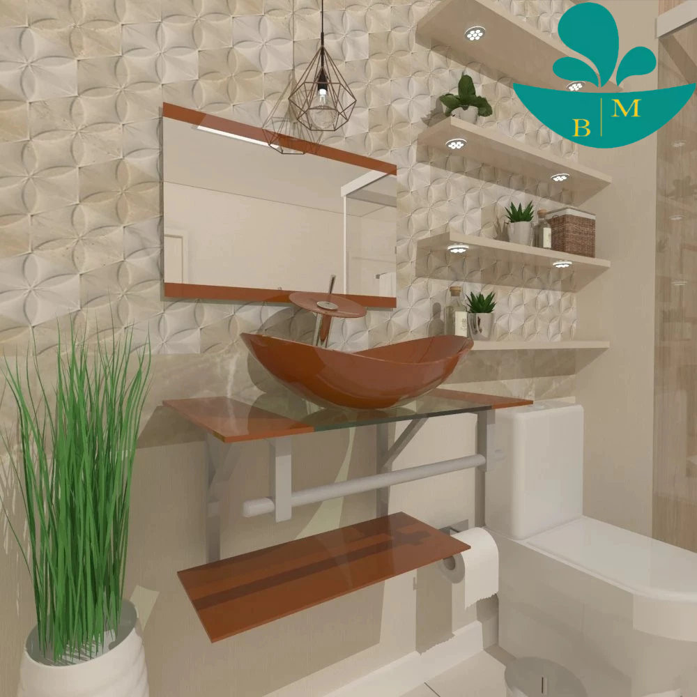 GABINETE DE VIDRO PARA BANHEIRO SERVIA 60CM AC DOURADO REAL em Oferta na Shopee