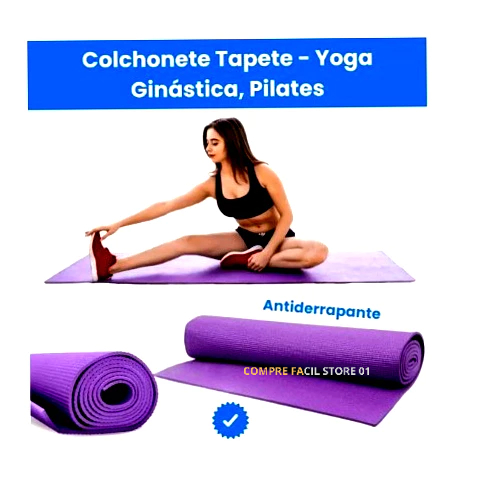 Colchonete Tapete Yoga Ginástica Pilates 1,73mx61cmx04mm Antiderrapante e Tapete Infantil