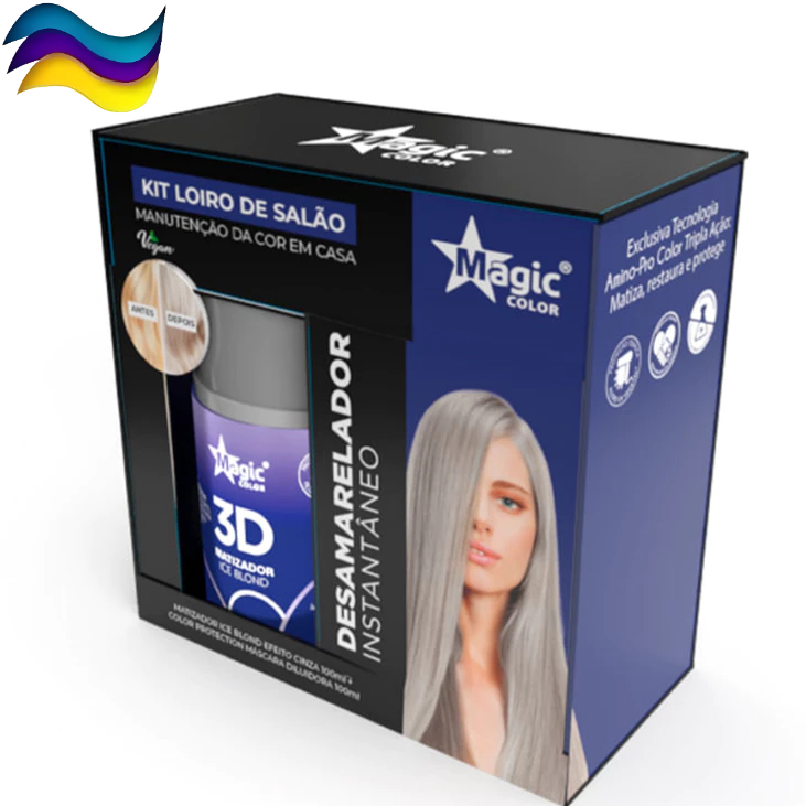 Matizador Magic Color Kit 100ml Loiro de Salão Efeito Cinza + Diluidor - Desamarelador Instantâneo