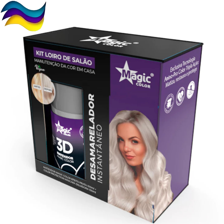 Matizador Magic Color Kit 100ml Loiro de Salão Efeito Prata + Diluidor - Desamarelador Instantâneo