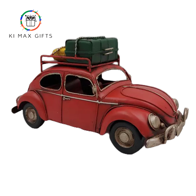 Carro Miniatura Metal Sucata Retro Vintage Fusca Com Mala Colecionador