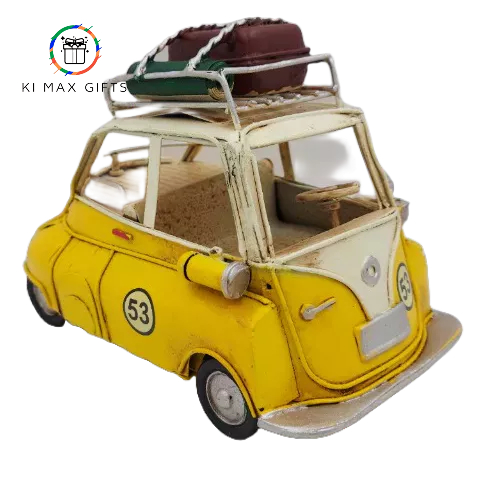 Carro Miniatura Decorativo Metal Sucata Retro Vintage Com Bagagem Colecionador