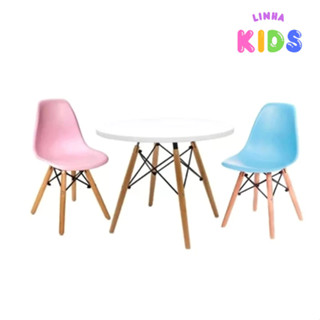 Kit Mesa Infantil Eames 60CM + 2 Cadeiras Eames Infantil