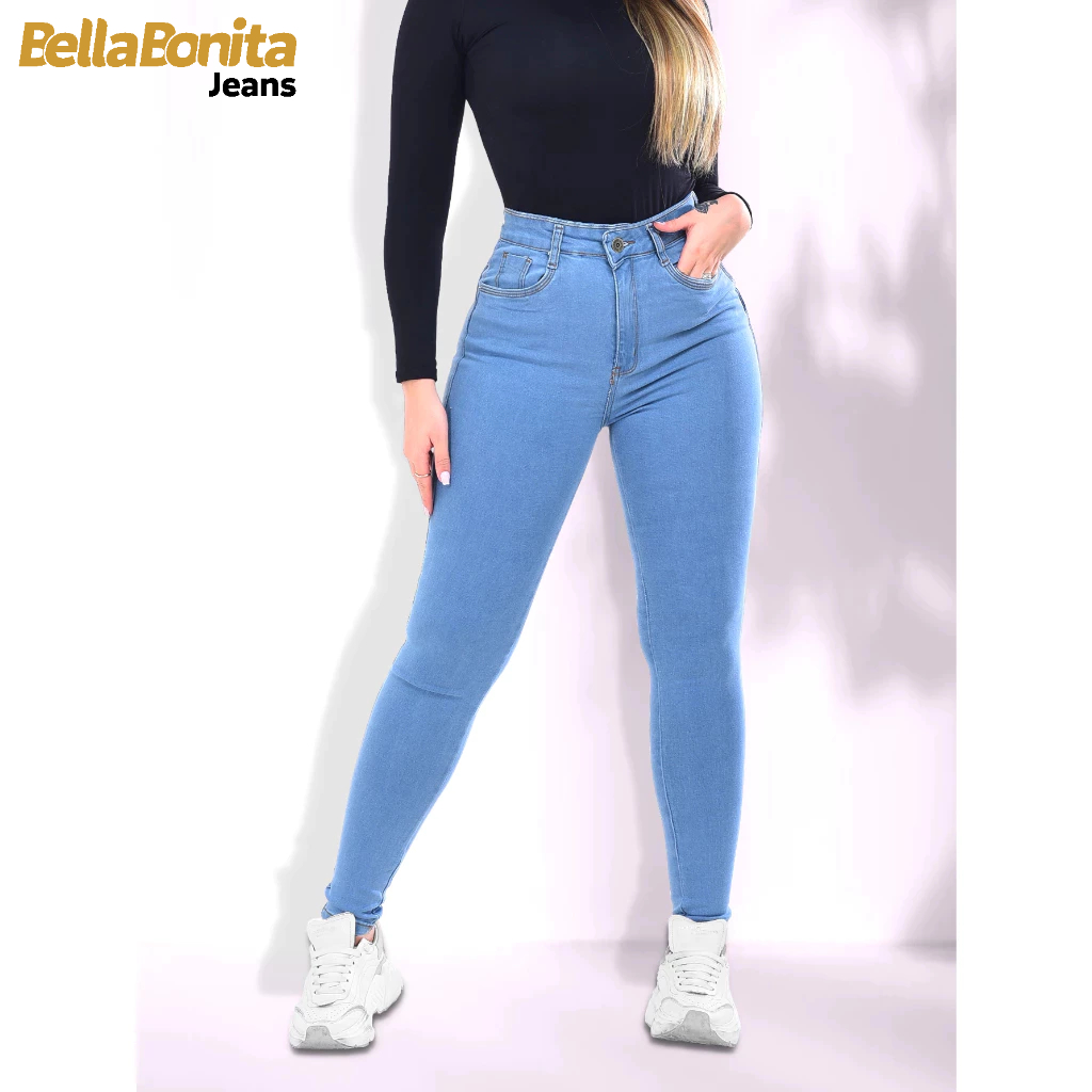 Calça Jeans Feminina Skinny Lycra Estica Muito cintura alta Empina Bumbum
