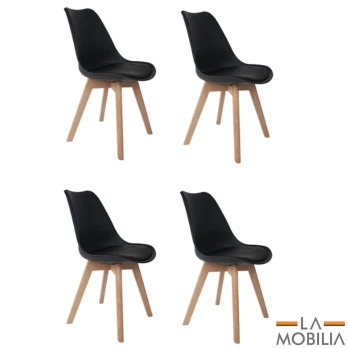 Conjunto 4 Cadeiras Sala de Jantar Saarinen Leda Estofada Wood - Cores Diversas