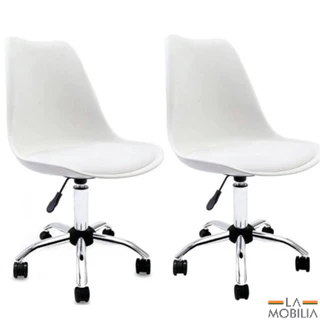 Conjunto 2 Cadeiras de Escritorio Saarinen Rodizio Giratoria Office Cromada - Cores em Oferta na Shopee