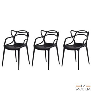 Conjunto 3 Cadeiras Sala de Jantar Allegra Empilhavel - Cores Diversas - Home & Living
